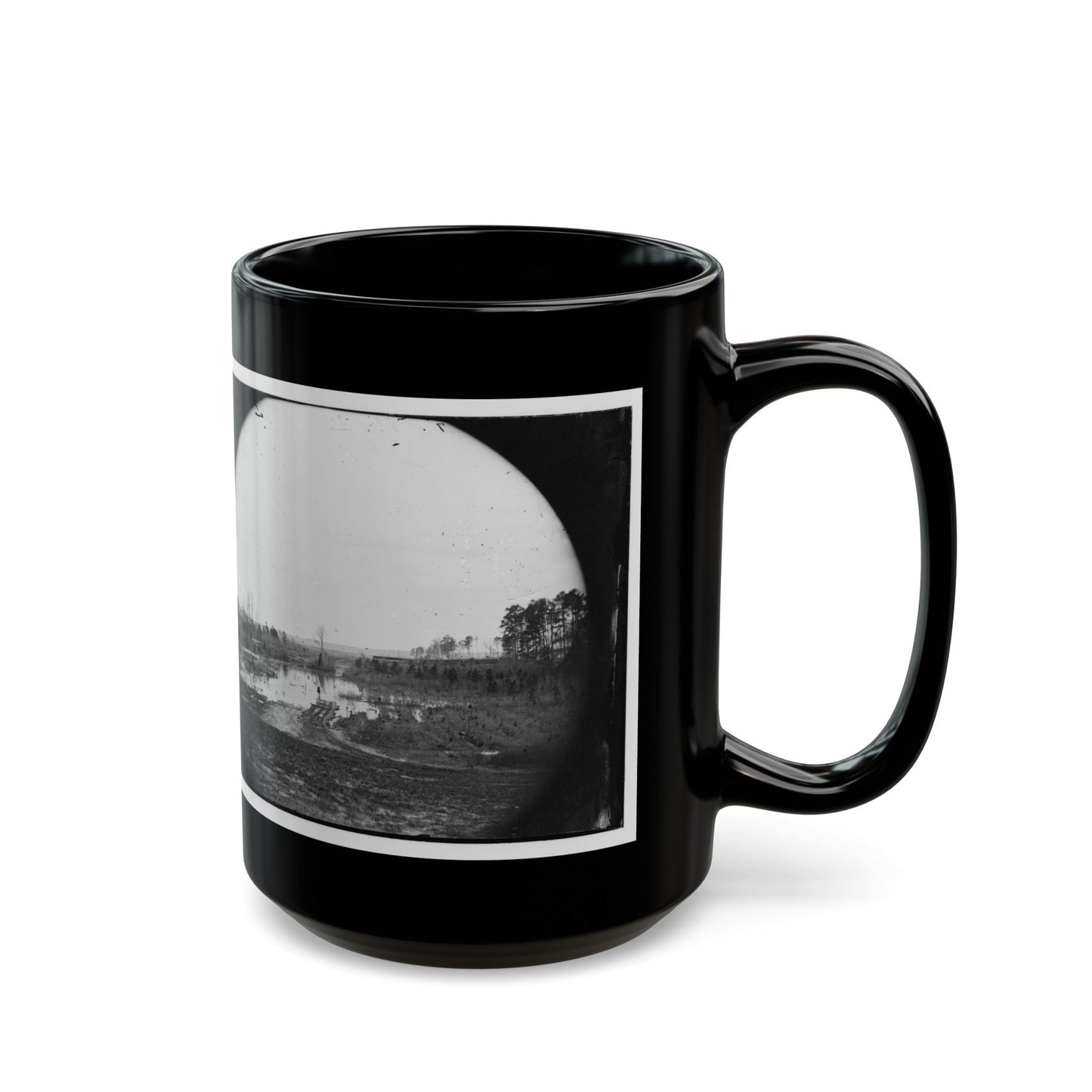 James River, Va. Point Where Army Of The Potomac Crossed In June 1864 (Wyanoke Wharf ) (U.S. Civil War) Black Coffee Mug-The Sticker Space