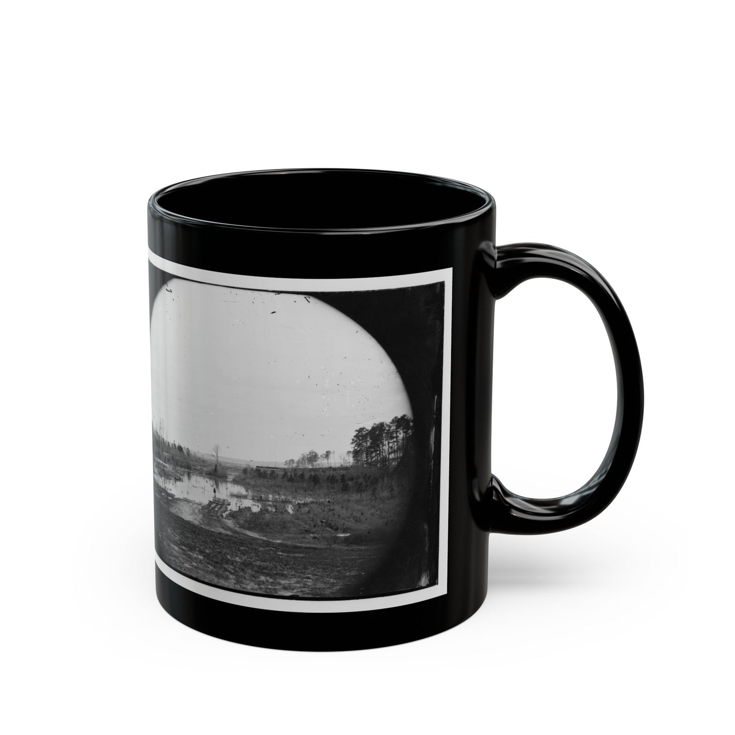 James River, Va. Point Where Army Of The Potomac Crossed In June 1864 (Wyanoke Wharf ) (U.S. Civil War) Black Coffee Mug-The Sticker Space