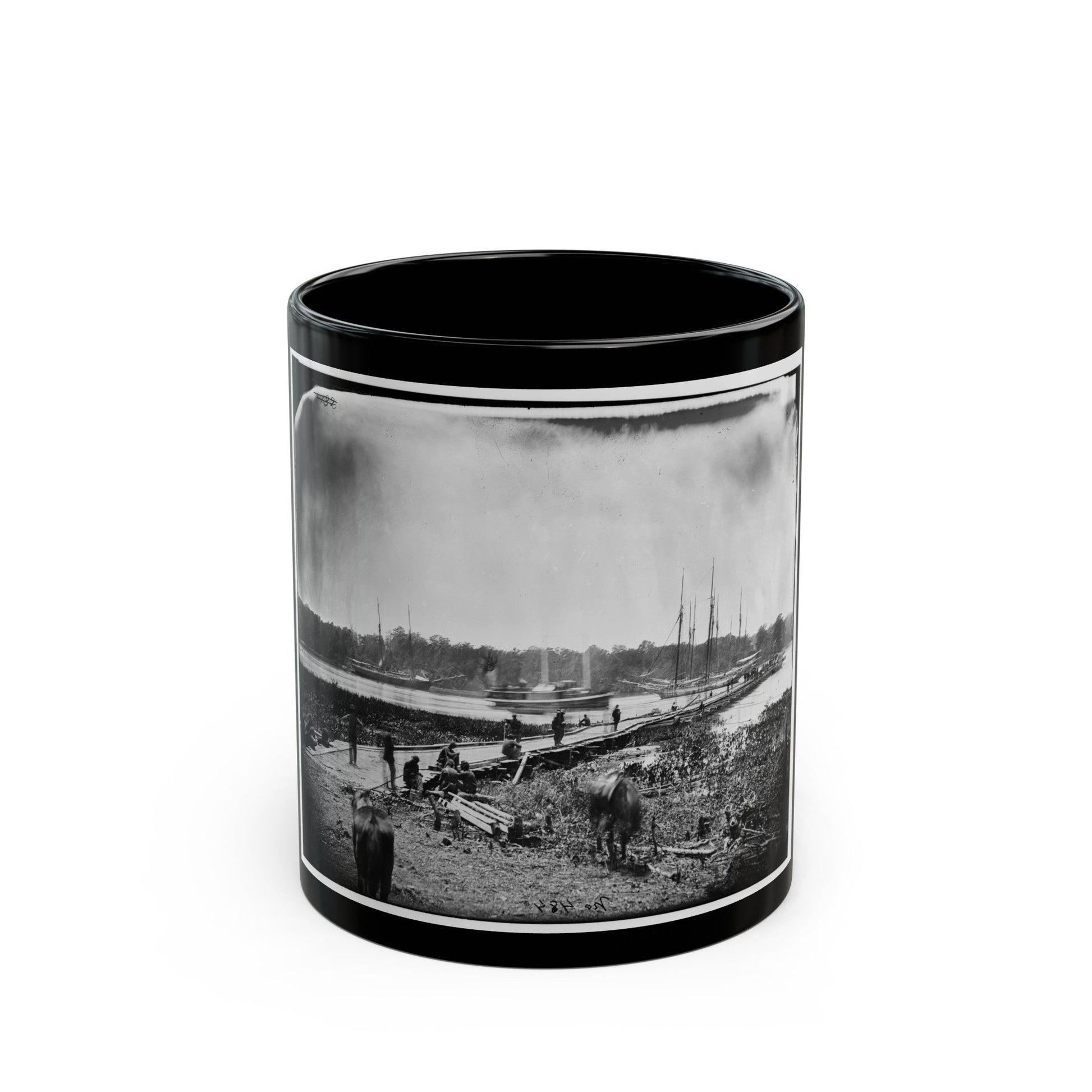 James River, Va. Pontoon Bridge (U.S. Civil War) Black Coffee Mug-11oz-The Sticker Space