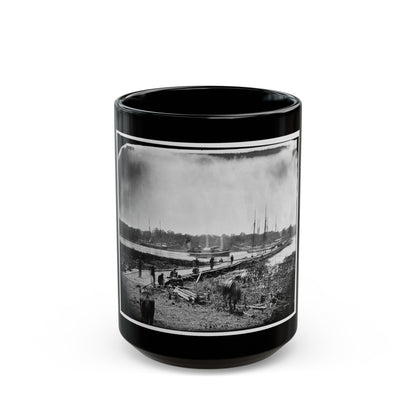 James River, Va. Pontoon Bridge (U.S. Civil War) Black Coffee Mug-15oz-The Sticker Space