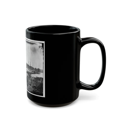 James River, Va. Pontoon Bridge (U.S. Civil War) Black Coffee Mug-The Sticker Space