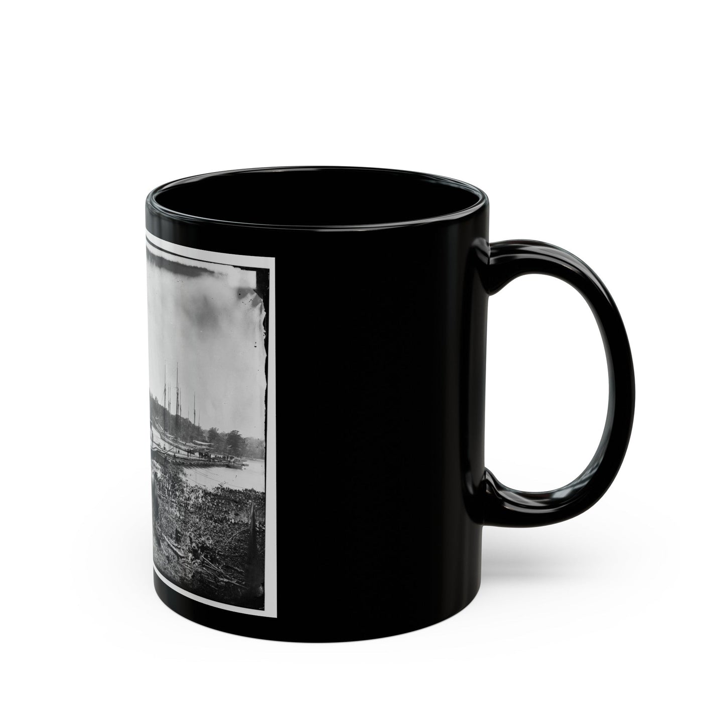 James River, Va. Pontoon Bridge (U.S. Civil War) Black Coffee Mug-The Sticker Space