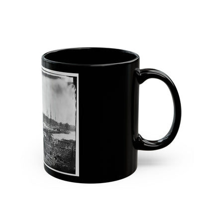 James River, Va. Pontoon Bridge (U.S. Civil War) Black Coffee Mug-The Sticker Space