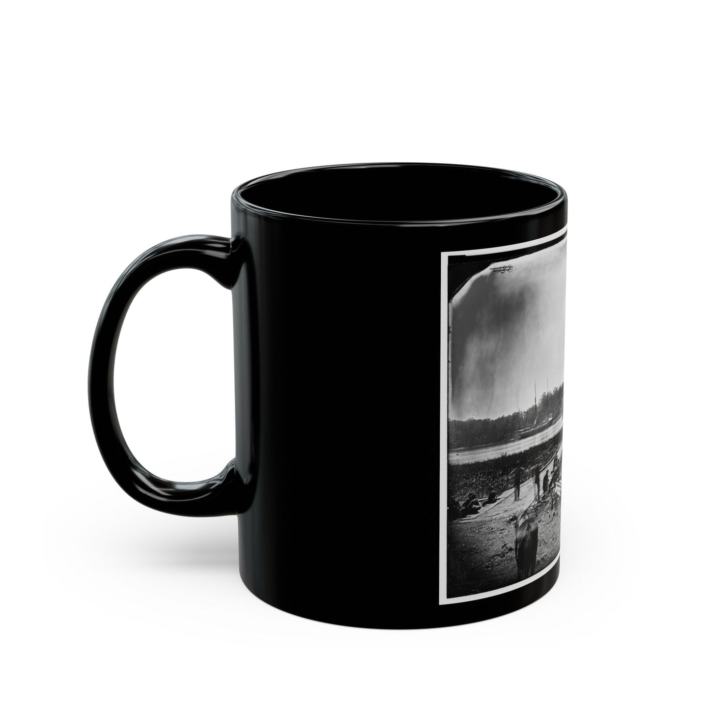 James River, Va. Pontoon Bridge (U.S. Civil War) Black Coffee Mug-The Sticker Space