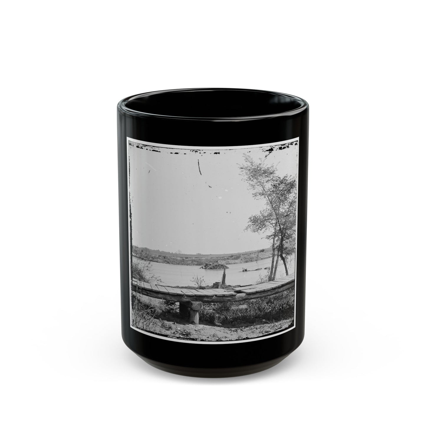 James River, Va. Sunken Confederate Ships Virginia (Ram) And Jamestown (U.S. Civil War) Black Coffee Mug-15oz-The Sticker Space