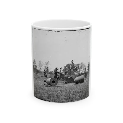 James River, Va. Work Party And Mortars At Butler's Crow's Nest (U.S. Civil War) White Coffee Mug-11oz-The Sticker Space