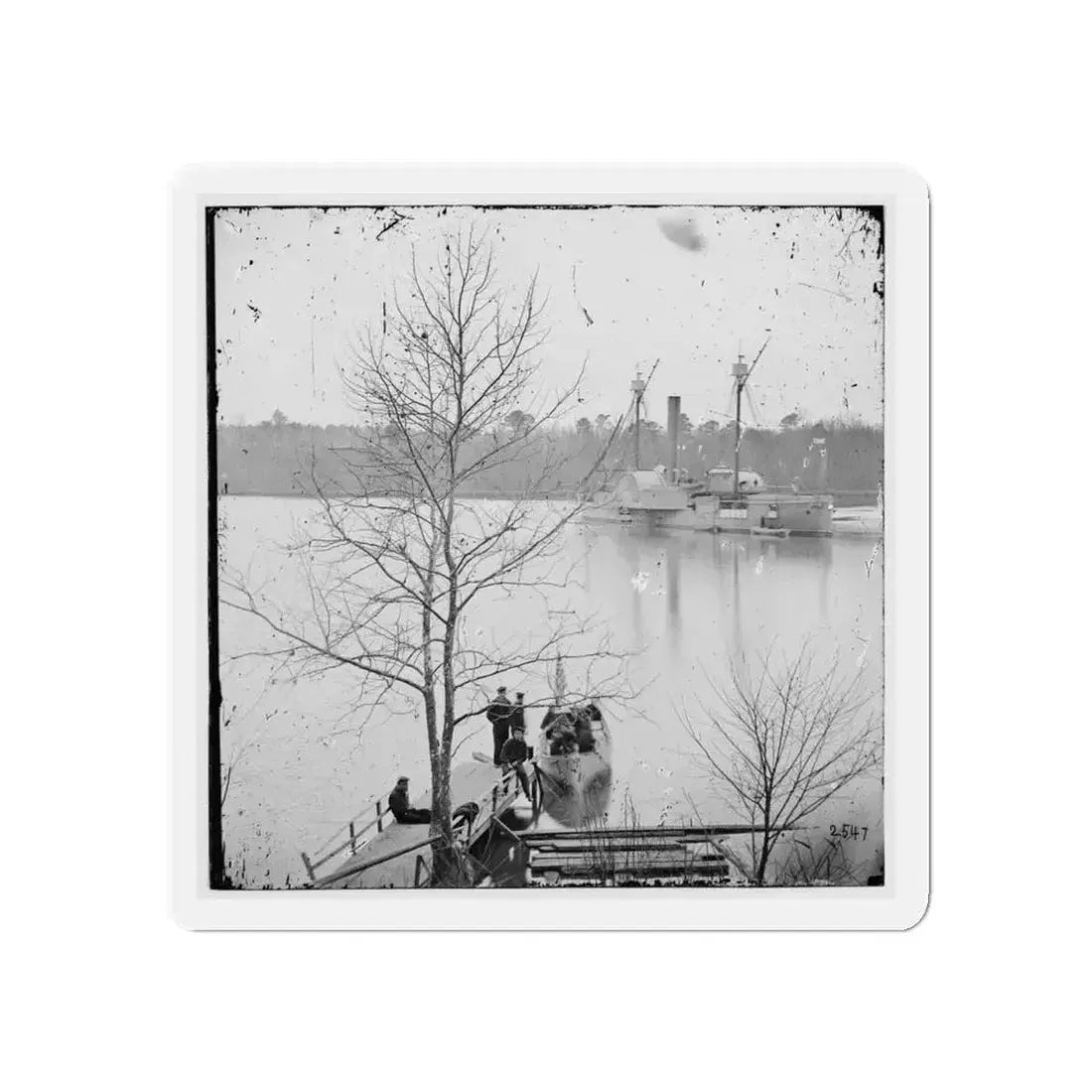 James River, Virginia. U.S. Gunboat Massasoit (U.S. Civil War) Refrigerator Magnet 3 Inch Die-Cut - The Sticker Space