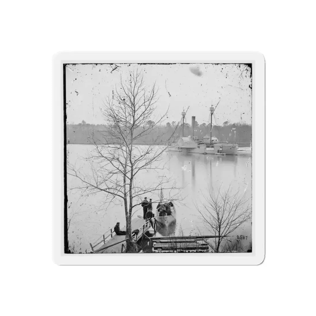 James River, Virginia. U.S. Gunboat Massasoit (U.S. Civil War) Refrigerator Magnet 5 Inch Die-Cut - The Sticker Space