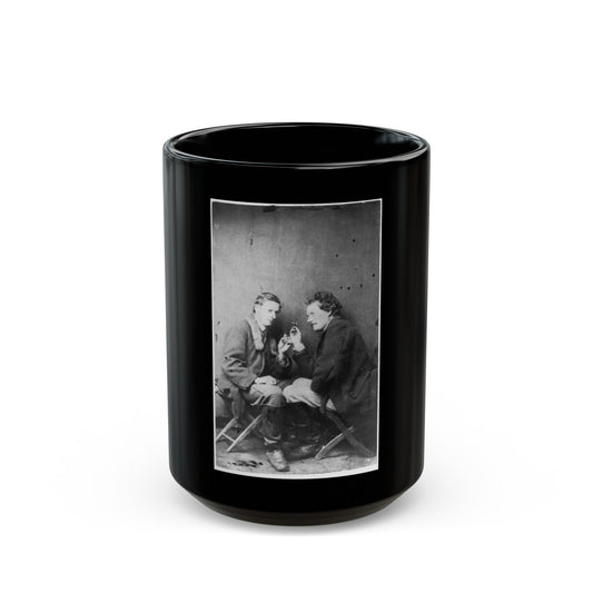 James Walker And Theodore Davis, Civil War Artists, Full-Length Portrait, Seated On Camp Stools, Facing Each Other (U.S. Civil War) Black Coffee Mug-15oz-The Sticker Space