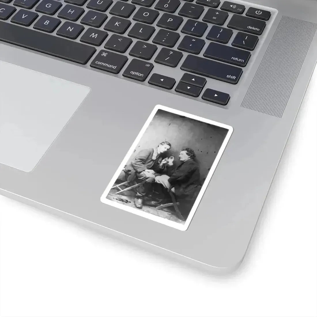 James Walker and Theodore Davis, Civil War Artists, Full-Length Portrait, Seated on Camp Stools, Facing Each Other (U.S. Civil War) STICKER Vinyl Kiss-Cut Decal - The Sticker Space