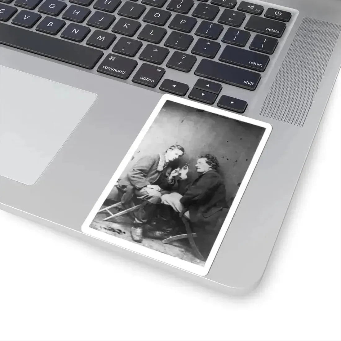 James Walker and Theodore Davis, Civil War Artists, Full-Length Portrait, Seated on Camp Stools, Facing Each Other (U.S. Civil War) STICKER Vinyl Kiss-Cut Decal - The Sticker Space