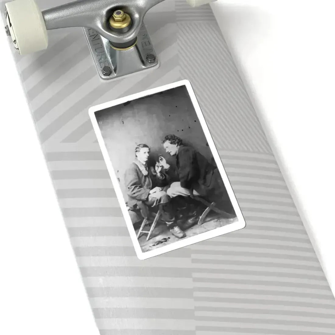 James Walker and Theodore Davis, Civil War Artists, Full-Length Portrait, Seated on Camp Stools, Facing Each Other (U.S. Civil War) STICKER Vinyl Kiss-Cut Decal - The Sticker Space