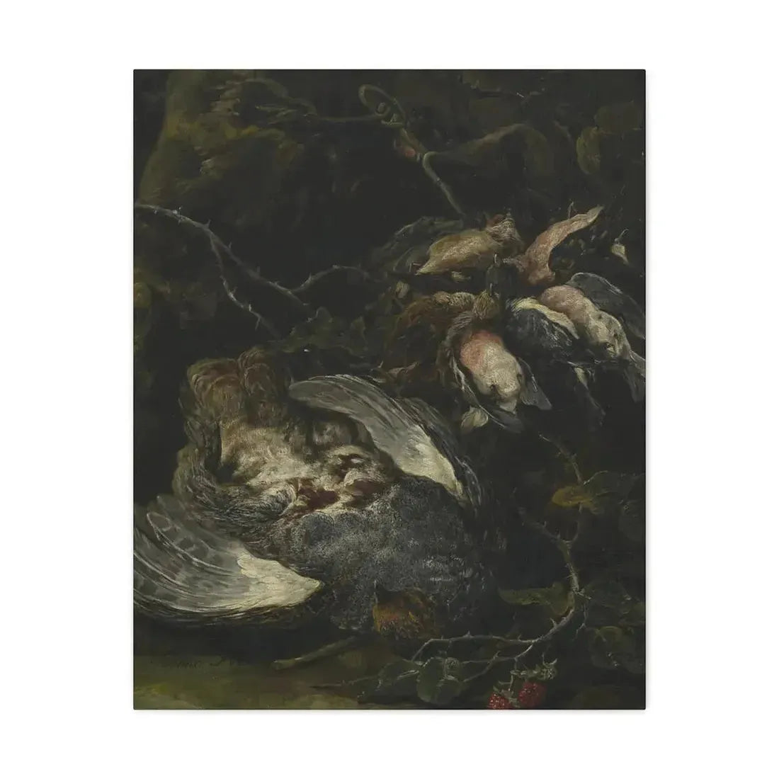 Jan Fyt (1611-1661) A Partridge and Small Game Birds 1650s - Canvas Wall Art 24″ x 30″ 1.25" - The Sticker Space