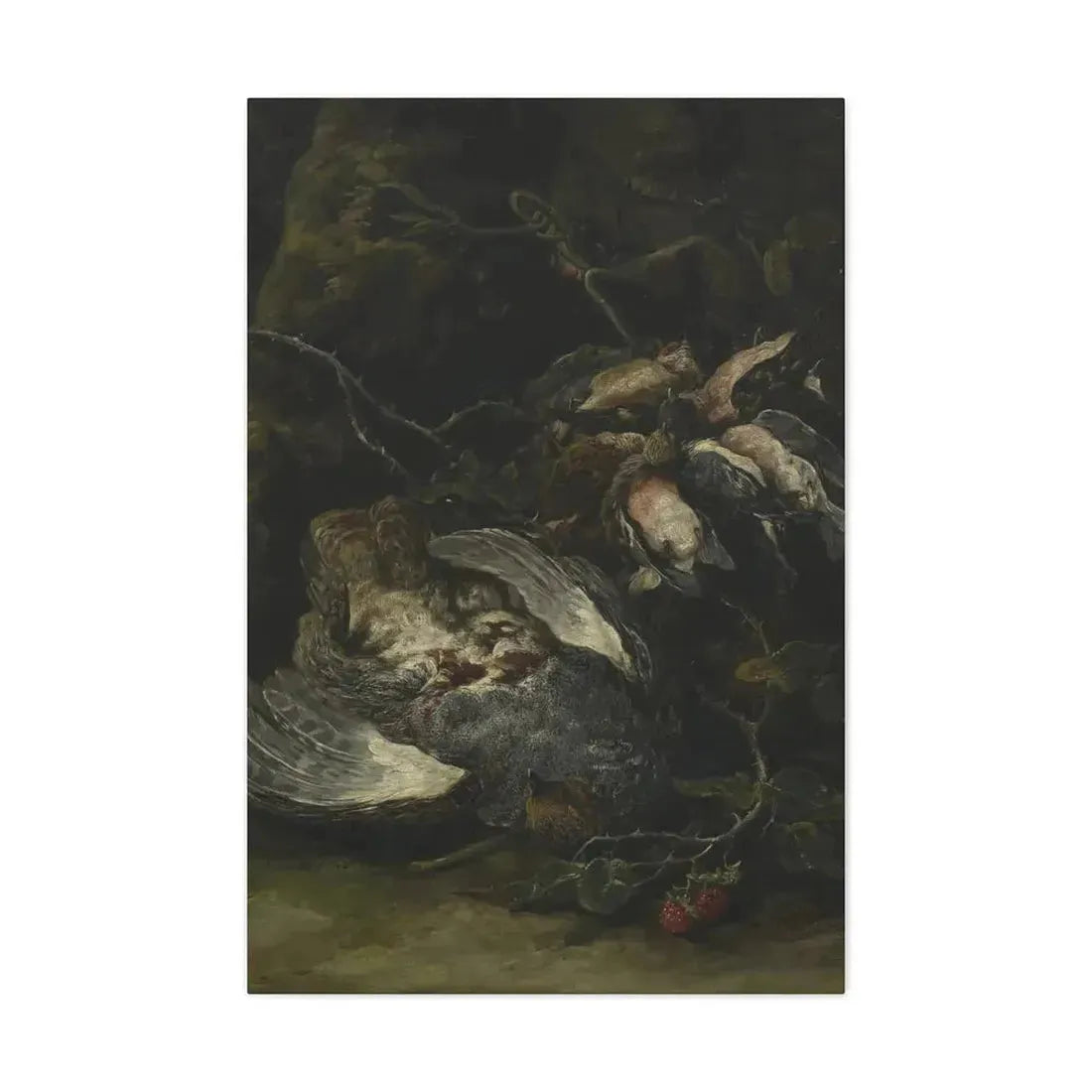Jan Fyt (1611-1661) A Partridge and Small Game Birds 1650s - Canvas Wall Art 24″ x 36″ 1.25" - The Sticker Space