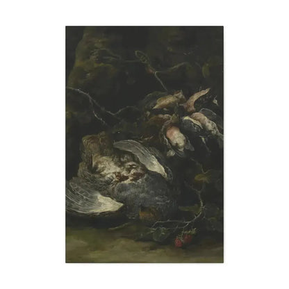 Jan Fyt (1611-1661) A Partridge and Small Game Birds 1650s - Canvas Wall Art - The Sticker Space
