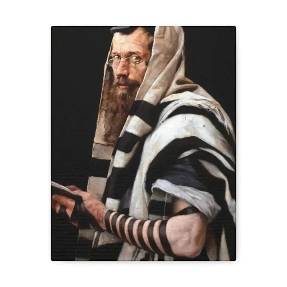 Jan Styka (1858-1925) Rabbi with tefillin - Canvas Wall Art 11″ x 14″ 1.25" - The Sticker Space