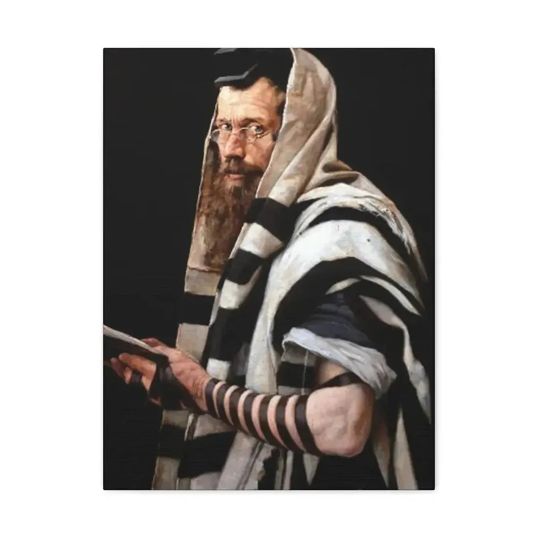 Jan Styka (1858-1925) Rabbi with tefillin - Canvas Wall Art 18″ x 24″ 1.25" - The Sticker Space