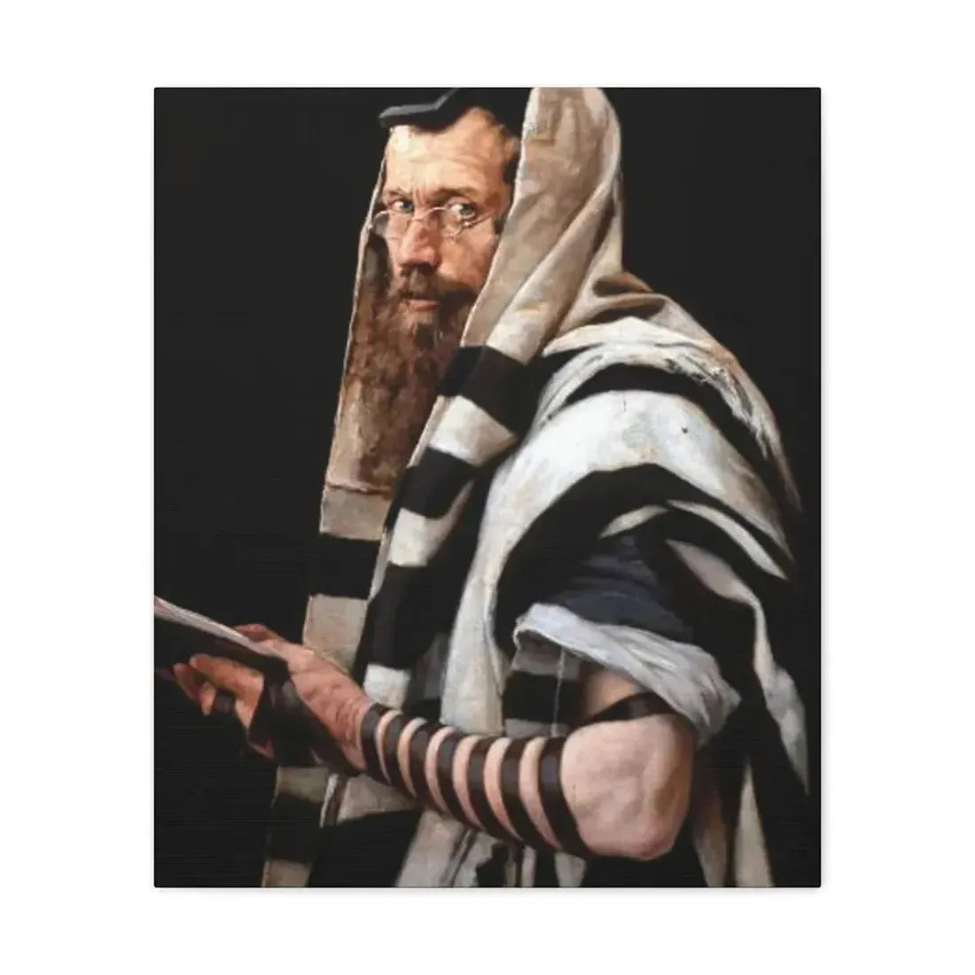 Jan Styka (1858-1925) Rabbi with tefillin - Canvas Wall Art 20″ x 24″ 1.25" - The Sticker Space