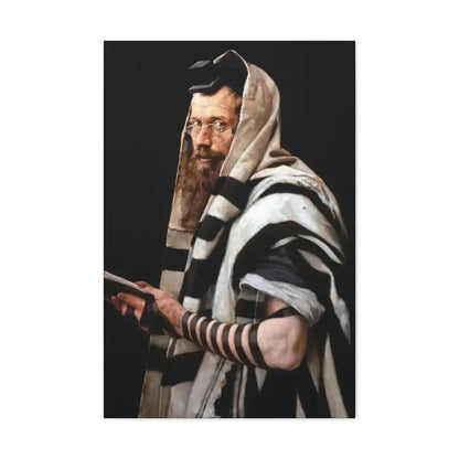 Jan Styka (1858-1925) Rabbi with tefillin - Canvas Wall Art 20″ x 30″ 1.25" - The Sticker Space