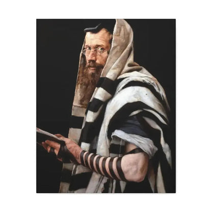Jan Styka (1858-1925) Rabbi with tefillin - Canvas Wall Art 24″ x 30″ 1.25" - The Sticker Space