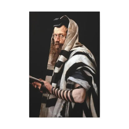 Jan Styka (1858-1925) Rabbi with tefillin - Canvas Wall Art 24″ x 36″ 1.25" - The Sticker Space
