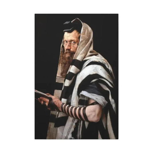 Jan Styka (1858-1925) Rabbi with tefillin - Canvas Wall Art 24″ x 36″ 1.25" - The Sticker Space
