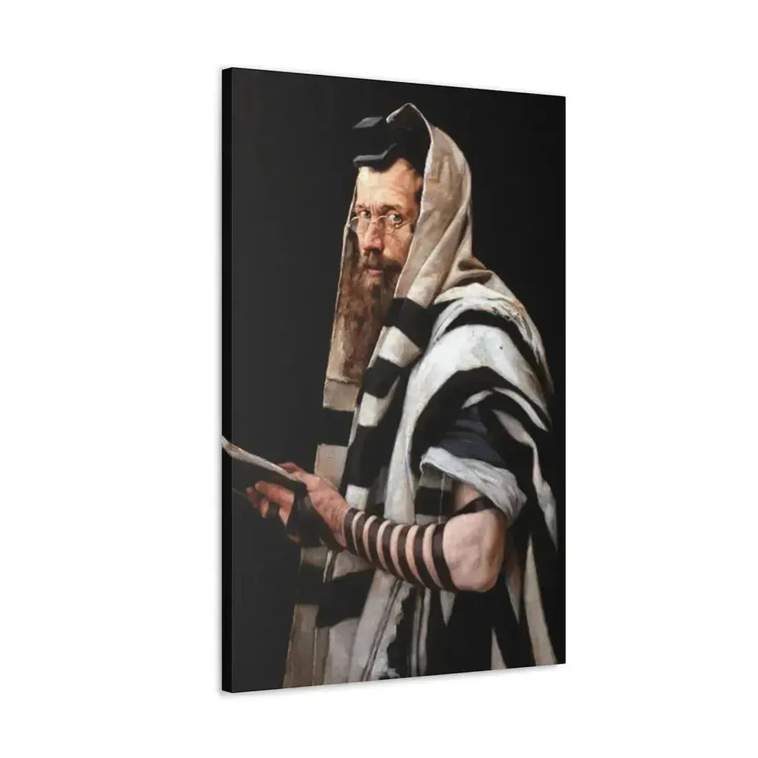 Jan Styka (1858-1925) Rabbi with tefillin - Canvas Wall Art - The Sticker Space