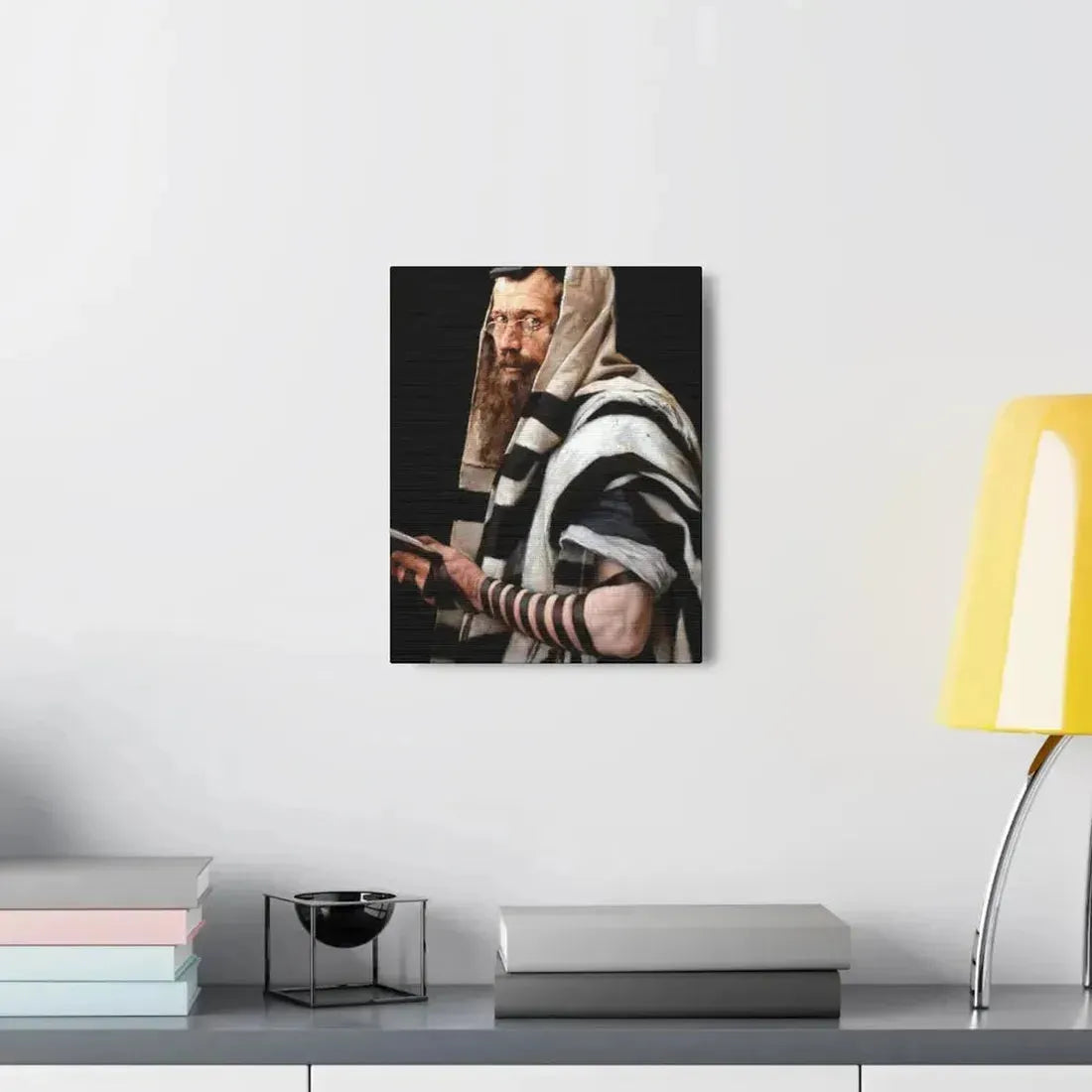 Jan Styka (1858-1925) Rabbi with tefillin - Canvas Wall Art - The Sticker Space