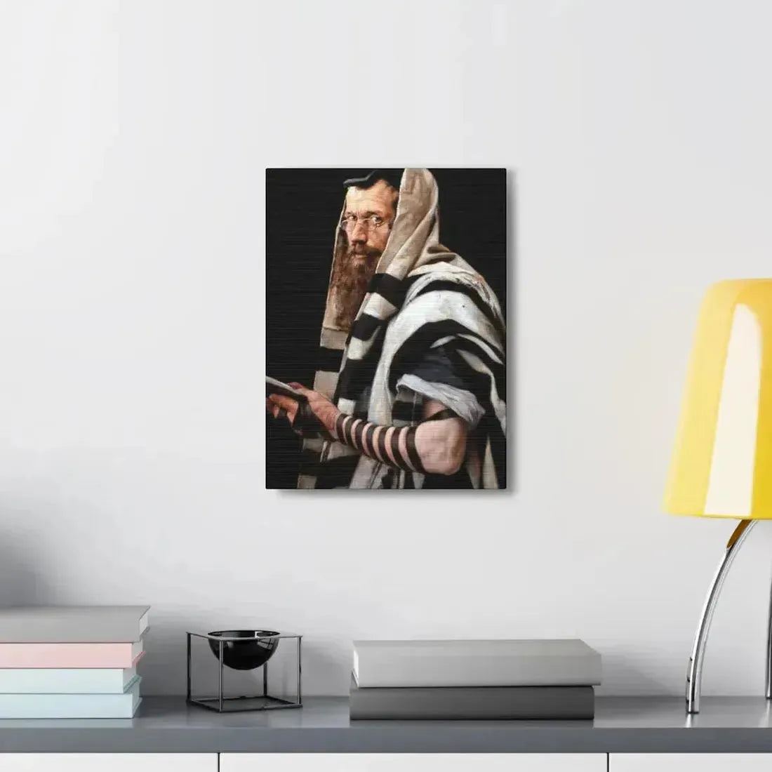 Jan Styka (1858-1925) Rabbi with tefillin - Canvas Wall Art - The Sticker Space