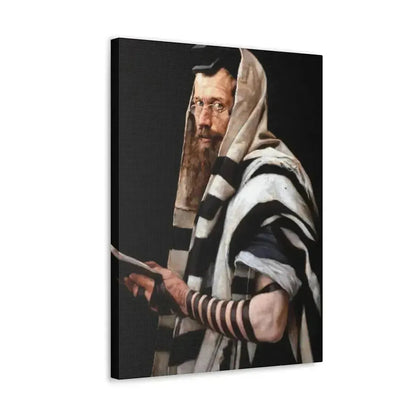 Jan Styka (1858-1925) Rabbi with tefillin - Canvas Wall Art - The Sticker Space