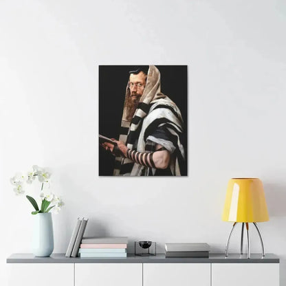 Jan Styka (1858-1925) Rabbi with tefillin - Canvas Wall Art - The Sticker Space