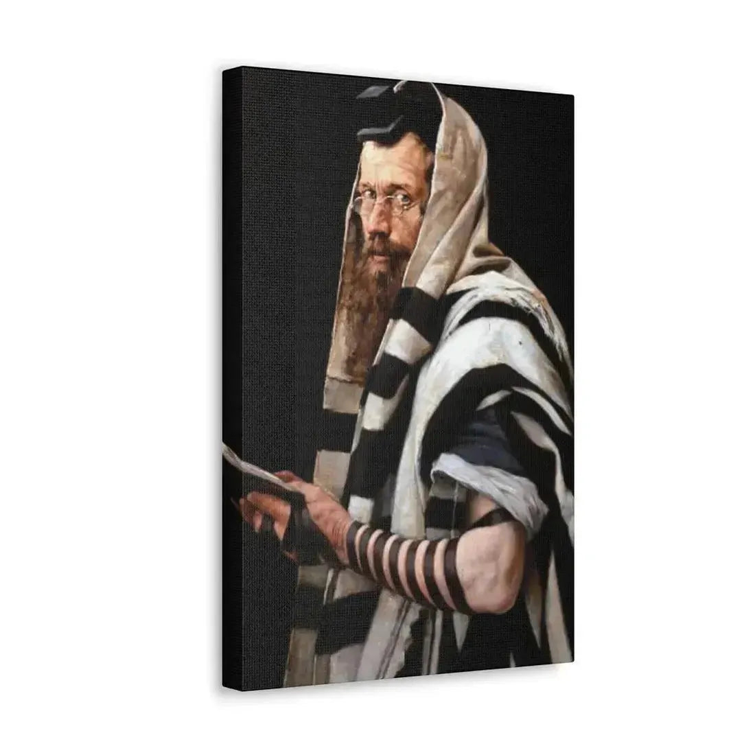 Jan Styka (1858-1925) Rabbi with tefillin - Canvas Wall Art - The Sticker Space