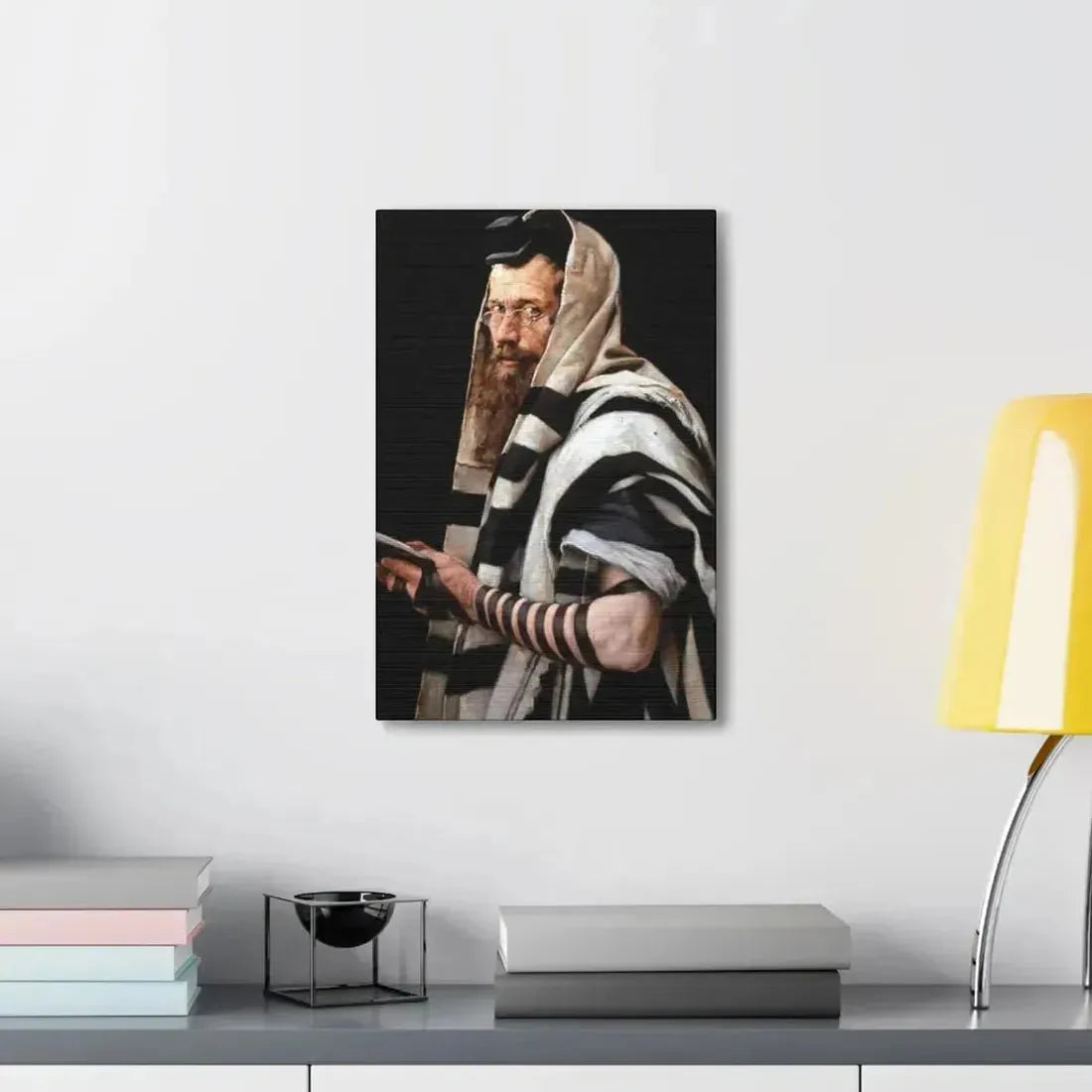Jan Styka (1858-1925) Rabbi with tefillin - Canvas Wall Art - The Sticker Space