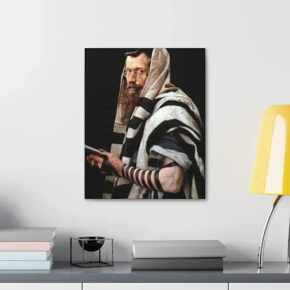 Jan Styka (1858-1925) Rabbi with tefillin - Canvas Wall Art - The Sticker Space