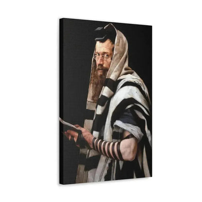 Jan Styka (1858-1925) Rabbi with tefillin - Canvas Wall Art - The Sticker Space