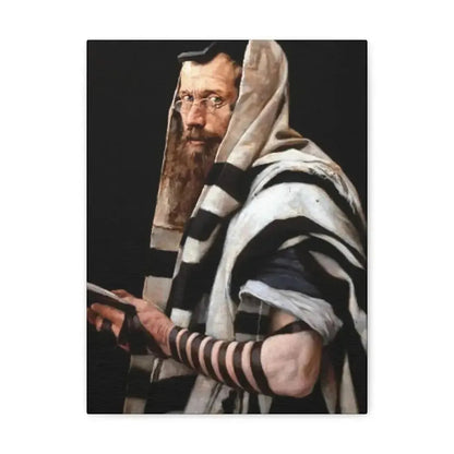 Jan Styka (1858-1925) Rabbi with tefillin - Canvas Wall Art - The Sticker Space