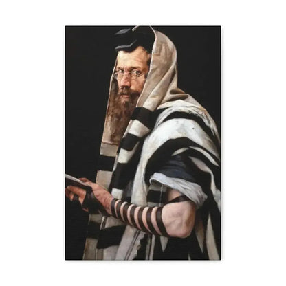 Jan Styka (1858-1925) Rabbi with tefillin - Canvas Wall Art - The Sticker Space