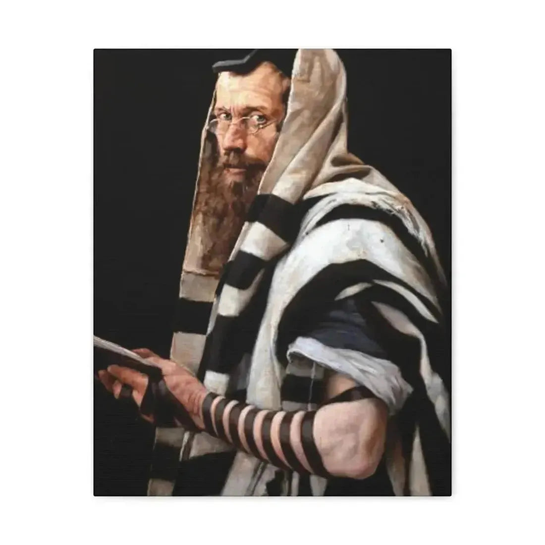 Jan Styka (1858-1925) Rabbi with tefillin - Canvas Wall Art - The Sticker Space