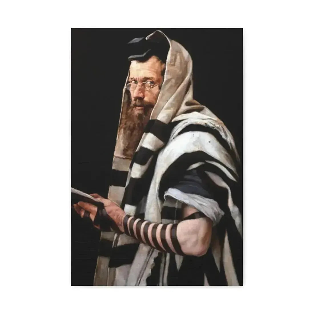 Jan Styka (1858-1925) Rabbi with tefillin - Canvas Wall Art - The Sticker Space