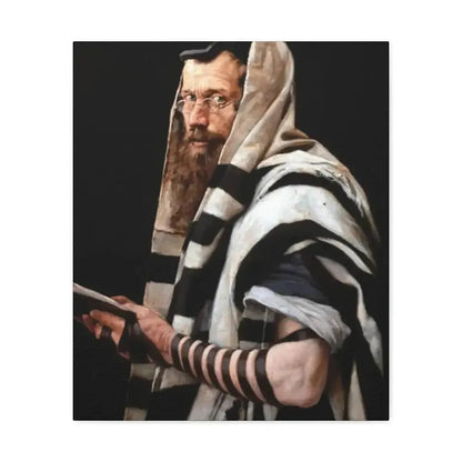 Jan Styka (1858-1925) Rabbi with tefillin - Canvas Wall Art - The Sticker Space