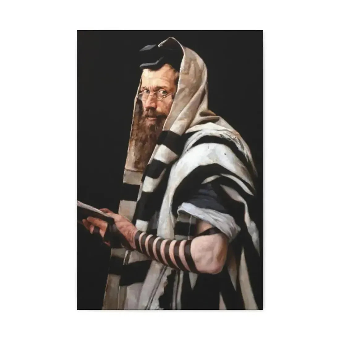 Jan Styka (1858-1925) Rabbi with tefillin - Canvas Wall Art - The Sticker Space