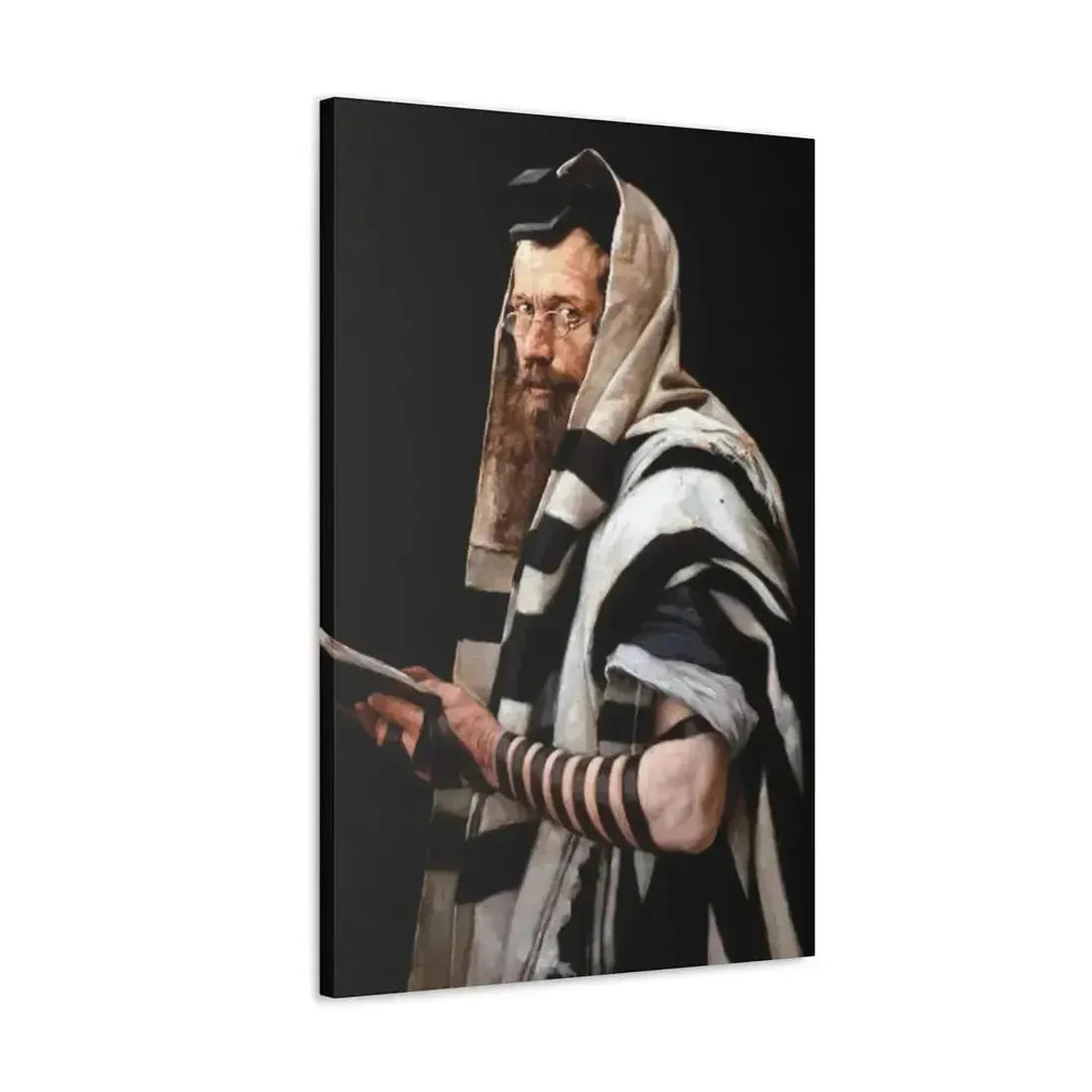 Jan Styka (1858-1925) Rabbi with tefillin - Canvas Wall Art - The Sticker Space
