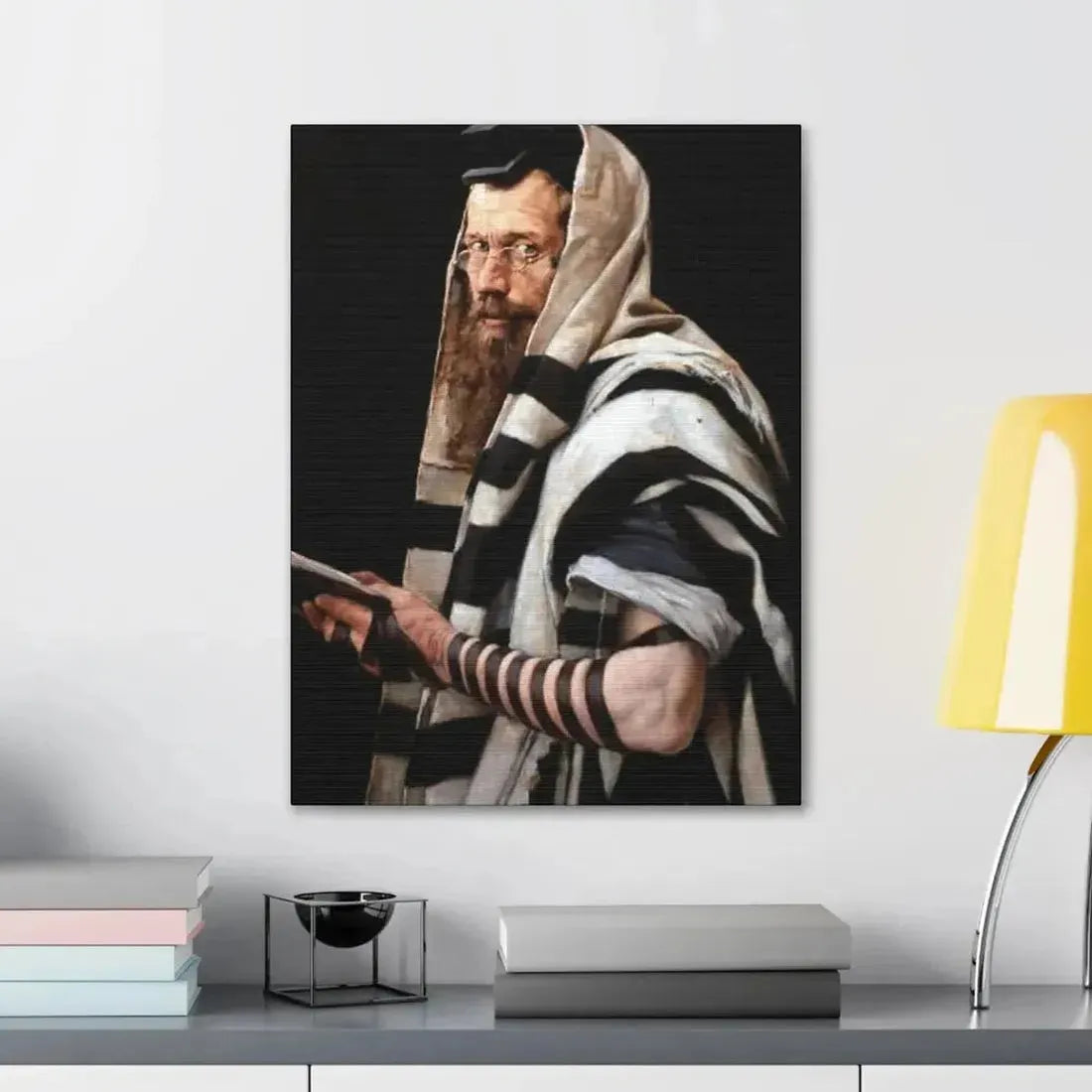 Jan Styka (1858-1925) Rabbi with tefillin - Canvas Wall Art - The Sticker Space
