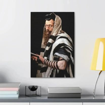 Jan Styka (1858-1925) Rabbi with tefillin - Canvas Wall Art - The Sticker Space