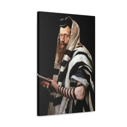 Jan Styka (1858-1925) Rabbi with tefillin - Canvas Wall Art - The Sticker Space