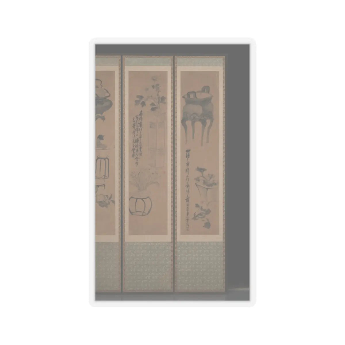 Jang Seung-eop (pen name - Still life with bronze vessels and flowering plants - 1894 v2 - STICKER Vinyl Kiss-Cut Decal