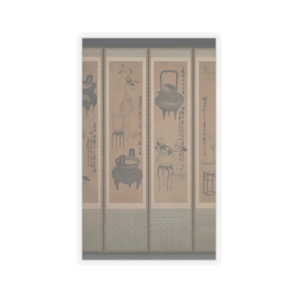 Jang Seung-eop (pen name - Still life with bronze vessels and flowering plants - 1894 v5 - STICKER Vinyl Kiss-Cut Decal