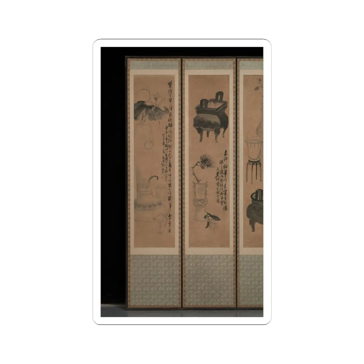 Jang Seung-eop (pen name - Still life with bronze vessels and flowering plants - 1894 v6 - STICKER Vinyl Kiss-Cut Decal
