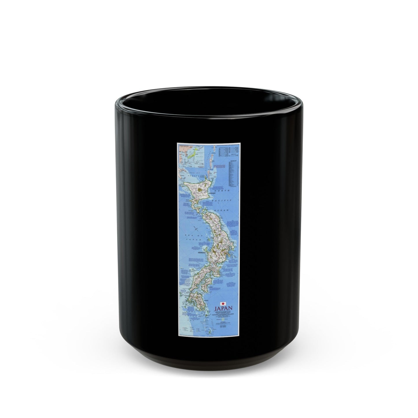 Japan (1984) (Map) Black Coffee Mug-15oz-The Sticker Space