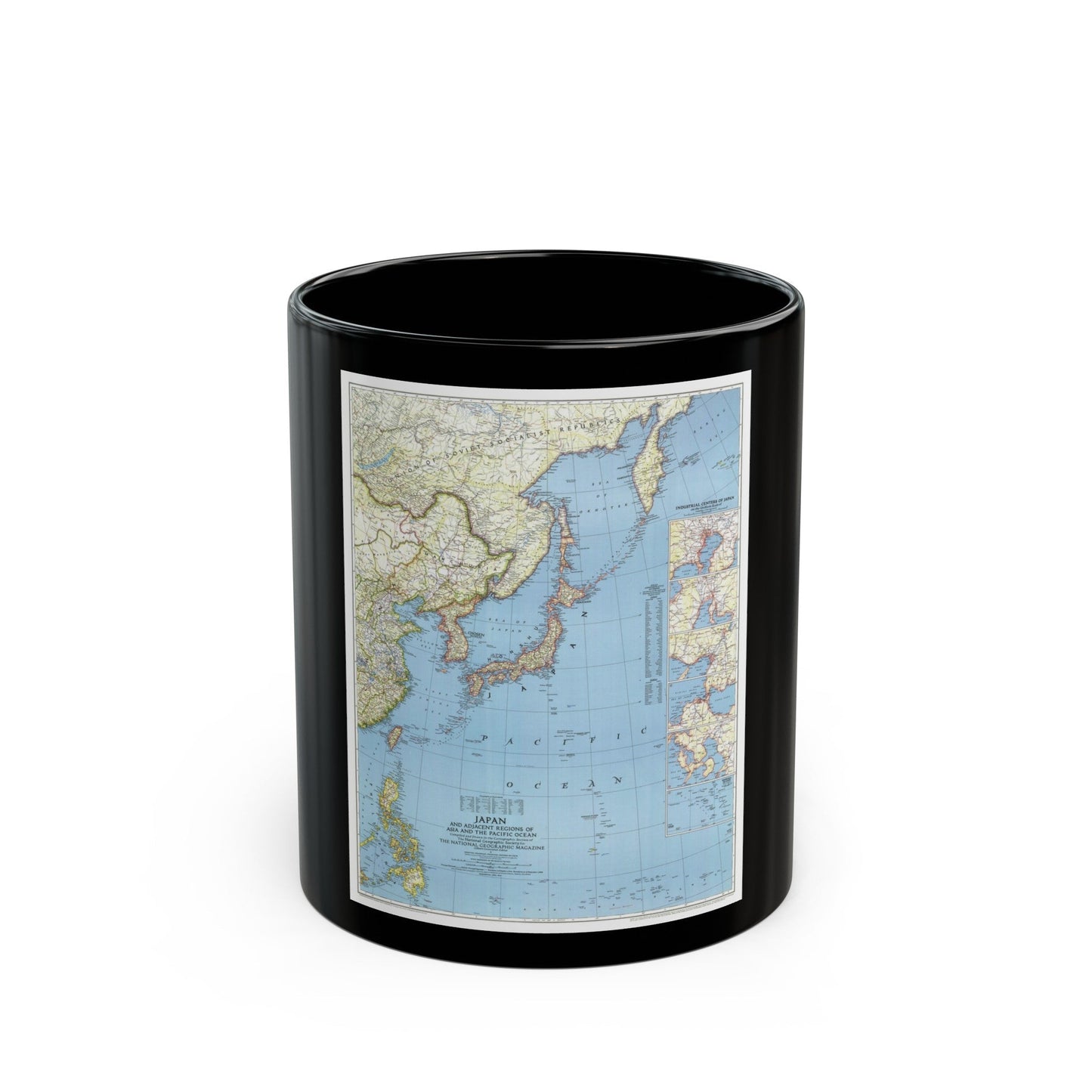 Japan and Adjacent Regions (1944) (Map) Black Coffee Mug-11oz-The Sticker Space